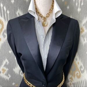 Ralph Lauren Made in Italy Black Cropped Tuxedo Gail Tailcoat